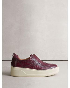 Next Signature Leather Chunky Wedge Platform Sneakers - Brown