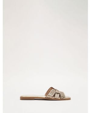 Phase Eight Leather Cut Out Flat Sandals - Natural