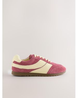 Next Forever Comfort Suede Slimline Paneled Lace Up Sneakers - Pink