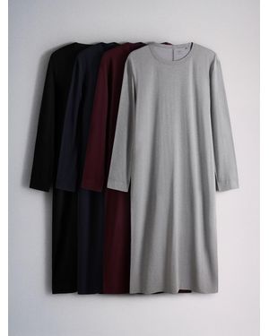 The Set 4 Pack Essential Lightweight Maxi Long Sleeve T-Shirt Dresses - Schwarz