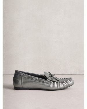 Next N. Premium Geraffte Lederloafer - Grau
