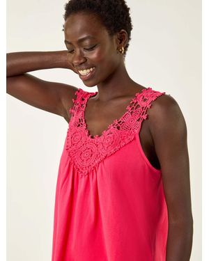 Roman Crochet Trim Vest Top - Pink