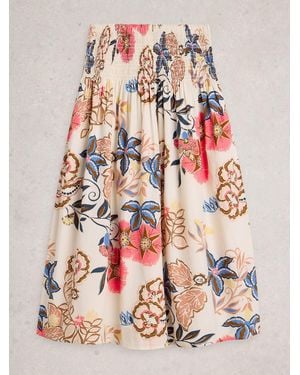 White Stuff Suri Shirred Midi Skirt - White