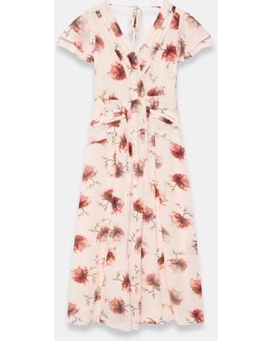 Mint Velvet Floral Print Midi Dress - Pink