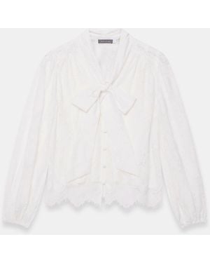 Mint Velvet Lace Pussybow Blouse - White