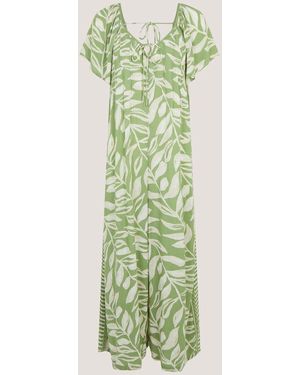 Monsoon Lillie Leaf Print Jumpsuit - Green