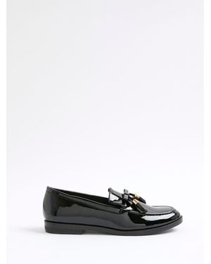 River Island Patent Tassel Loafers - White