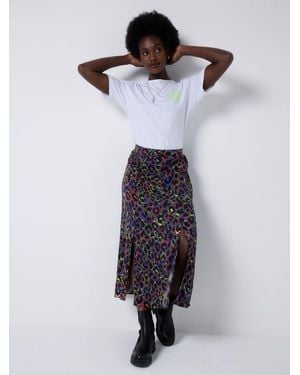 Scamp & Dude Leopard Ray Split Front Skirt - Blue