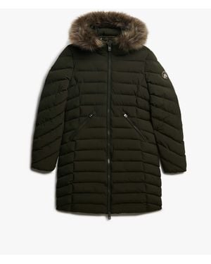 Superdry Fuji Faux Hood Mid Length Coat - Green