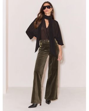 Lipsy Petite High Waist Sailor Buttons Wide Leg Jeans - Natural