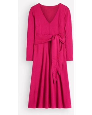 Boden Tie Waist Ponte Dress - Pink