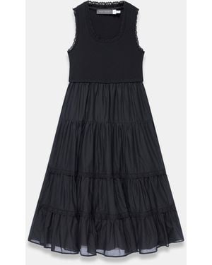 Mint Velvet Crochet Trim Tiered Midi Dress - Blau