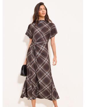 Lipsy Side Knot Short Sleeve Midi Dress - Brown