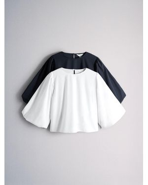 theset The Set 2 Pack Cotton Puff Sleeve Tops - Blue