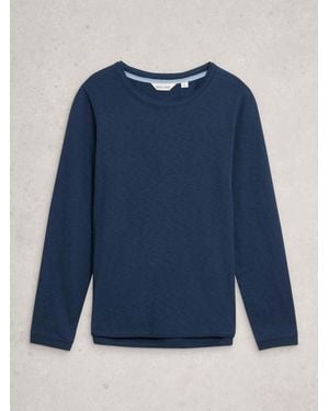 White Stuff Stuff Clara Long Sleeve Cotton T-Shirt - Blue