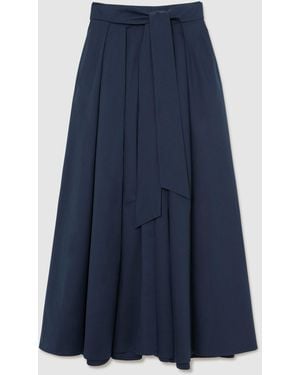 Reiss Cotton-Blend Pleated Maxi Skirt - Blue