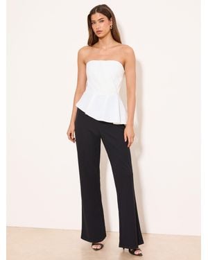 Lipsy Tailored Bandeau Peplum Straight Leg Jumpsuit - White