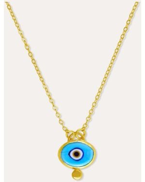 Ottoman Hands Alara Evil Eye Pendant Necklace - Blue