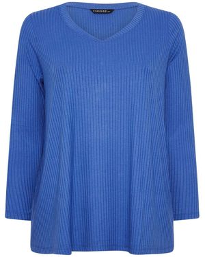 Evans Long Sleeve Modal Rich Ribbed T-Shirt - Blue