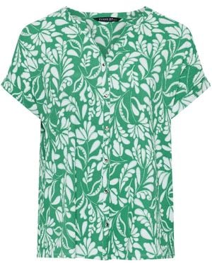 Evans Jersey Crepe Notch Neck Blouse - Green