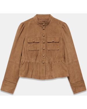 Mint Velvet Suede Peplum Jacket - Natural