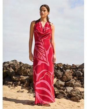 Ro & Zo Petite Emilia Floral Halter Neck Dress - Red