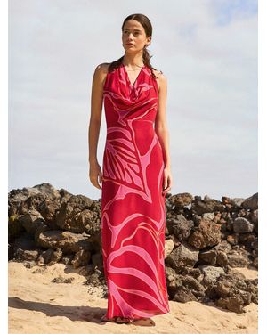 Ro & Zo Petite Emilia Floral Halter Neck Dress - Red