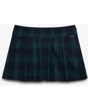 Superdry Mini Pleated Skirt - Blue