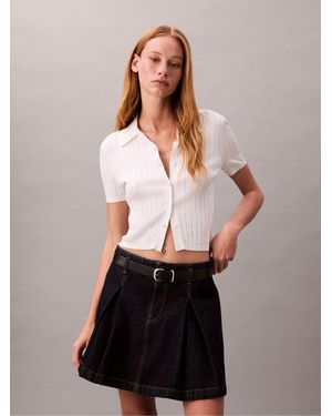Calvin Klein Pleated Denim Skirt - Blue