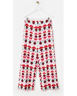 Oliver Bonas Geometric Wide Leg Trousers - Red