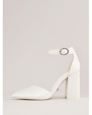 Lipsy Standard Fit Occasion Ivory Satin Bridal Mid Block Heel Wedding Courts - Brown