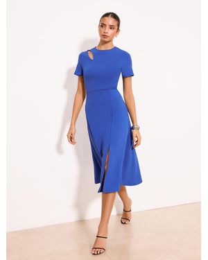 Lipsy Slit Shoulder Bodycon Midi Dress - Blau