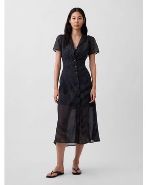 Gap Vichy Transparentes Midi-Hemdkleid - Schwarz