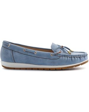 Pavers Bow Detailed Moccasins Shoes - Blue