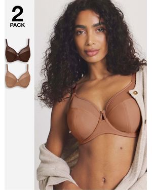 Simply Be Simply Be Pretty Secrets Minimiser Bras 2 Pack - Brown