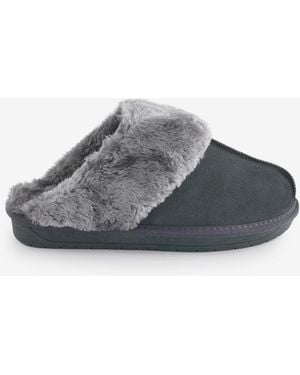 Simply Be Standard Fit Faux Fur Mule Slippers - Gray