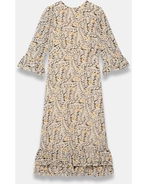 Mint Velvet Floral Print Midi Dress - Natural