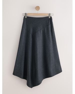 Next Pinstripe Asymmetric Hem Midi Skirt - Grey