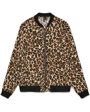 Vero Moda Leopard Print Lightweight Bomber Jacket - Brown