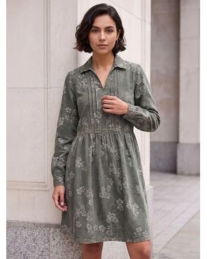 Roman Denim Jacquard Dress - Gray