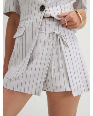 River Island Linen Blend Tie Side Skort - Gray