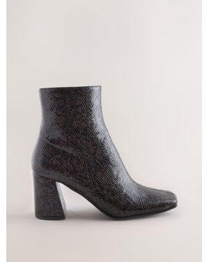 Next Chocolate Standard Fit Forever Comfort Textured Square Toe Ankle Boots - Black
