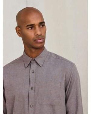 Next Long Sleeve Plain Brushed Shirt - Brown
