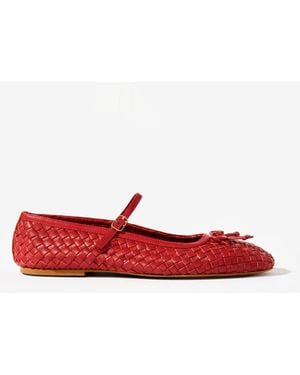 Mint Velvet Charley Leather Woven Pumps - Red