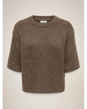 Jdy Short Sleeve Knitted Sweater - Natural