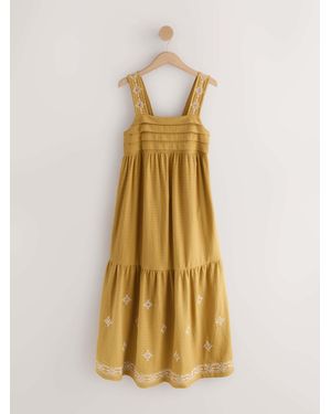 Next Seersucker Jersey Mirror Detail Midi Dress - Metallic
