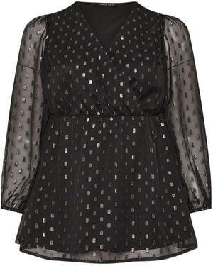 Evans Foil Frill Wrap Top - Black