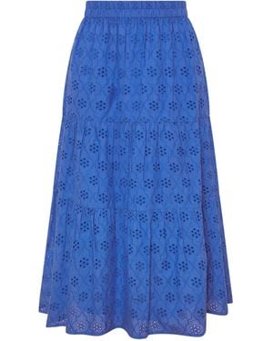 M Com Petite Broderie Tiered Skirt - Blue