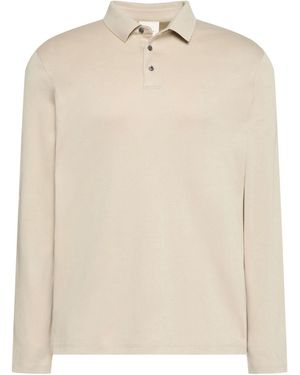 Calvin Klein Supima Cotton Long Sleeve Polo Shirt - Natural
