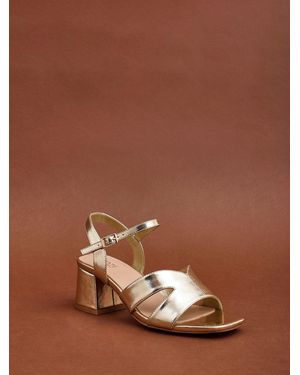 Linzi Empire Wide Fit Link Detail Heeled Sandals - Brown